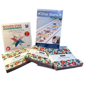 Five Stars Tablerunner Quilt Kit Pattern Woven Star Foundation Paper Moda Charm